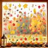 Joeyan 6 Fogli Vetrofanie Autunno Riutilizzabili, DIY Finestre Decorazioni | Foglie d'Acero Adesivi Removibili,Doppia Faccia Festa del Raccolto Interno Sticker Addobbi Lavoretti per Scuola Ufficio Caffè
