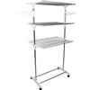 THINFAR Stendino, 4 Livelli Stendibiancheria Verticale Allungabile con Ruote, Acciaio Inossidabile Stendino da Balcone Esterno, Stendipanni per Interno (75 * 44 * 158 Acciaio inox Bianco)