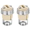 Kaelaxroy Presa lampada G9 in ceramica con anello metallico e supporto, 2 pezzi supporto filettatura M10, attacco G9 per LED e alogene, presa di ricambio per lampade, a stelo e illuminazione interna
