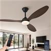 AQLEDY 132cm Lampadario Con Ventilatore Da Soffitto E Luce, Lampadario A LED Con Pale E Telecomando 6 Velocità Silenzioso, Motore DC Reversibile, Per Camera Soggiorno - Effetto legno bianco
