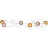 levandeo - 10 luci a LED a forma di palline, in cotone, colore rosa, giallo e bianco, ghirlanda di lampadine