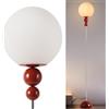 Alpinaluz Piantana Rossa E27 Globo in Vetro Opale D24 cm Cromo Mid Century | Due sfere decorative rosse, asta cromata e interruttore a pedale per soggiorno, camera da letto, angolo lettura e ingresso