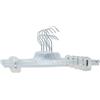 RSR Hangers 10 grucce per pantaloni trasparenti KL1 da 40 cm, in plastica con morsetto, clip antiscivolo in gomma e regolabili, gancio girevole a 360°, salvaspazio