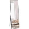 Vasemouh Specchio da Terra e Parete, Specchio con Cornice Nera,140x41x2.7cm