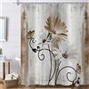 Hnmdmyi Tenda da doccia Fiori di fattoria 240x180, Rustico Marrone Fiori Margherita e Farfalla su tavola di legno di campagna Poliestere Impermeabile Tessuto Lavabile Tenda da bagno con Gancio