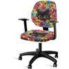 Xoenoiee Coprisedia da ufficio elasticizzato con stampa di gatti neri e fiori vivaci, 2 pezzi, copertura protettiva decorativa per sedile del computer