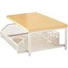 HOHOVYVY Scaffale da cucina, carrello per microonde in MDF e metallo con cestino estraibile. Scaffale da cucina per stoviglie e utensili. Carrello da servizio mobile (bianco)