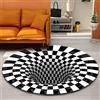 GOODLUKY Tappeto 3D Antiscivolo Zerbino Tappeto Illusione Ottica Rotondo Tappeto A Scacchi Vortice Bianco E Nero Illusion per Soggiorno Sala da Pranzo Camera da Letto Cucina Interni Esterni,3,100cm