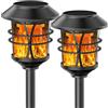 SOLARBABY Solar Lights voor outdoor metalen flikkerende vlamlichten fakkels waterdichte auto aan/uit zonnepad lichten voor tuin, patio, tuin, landschap, pak van 2