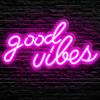 GBKDQQ Good Vibes - Pannello LED personalizzato con lettere luminose USB, per camera da letto, bar a casa, anniversario di matrimonio, regalo per festa di compleanno (rosa)