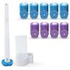 DOMOVIBE Scopino WC Usa e Getta con 54 Testine di Ricambio, DOMOVIBE Pulisci Water Monouso con Detergente Incorporato, Spazzola WC Manico Lungo Appendibile, Profumo Oceano e Lavanda, per Bagno e B&B