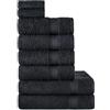 nottoc Set Asciugamani Bagno Nero, Hotel, 100% Cotone, 2 Telo Doccia 70x140cm + 4 Asciugamani 50x90cm + 2 Asciugamani Ospiti 30x50cm, Asciugamani Bagno Viso e Bidet, Morbidi, Assorbenti
