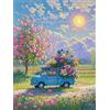 HKLIOPU Kit completo per punto croce, amanti sotto la torre, tela da 11 ct, ricamo stampato, fai da te, ricamo punto croce, paesaggio 40 x 50 cm