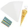 vaolmlop 100 Pezzi Sacchetti Caramelle,30x16 cm Sacchettini Trasparenti Buste In Cellophane con 100 Bande Metalliche Per confezioni di caramelle, Biscotti, Pane, Frutta Ecc.