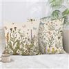 BREASOME Federe Cuscini Divano Fiori Selvatici Lino 40x40 cm Set di 2 | Con stampa farfalla, Stile boho country vintage, Lpoallergenico, Lavabile in lavatrice, Decorazione per soggiorno divano