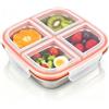 Naapesi Porta Pranzo Bento Box in Acciaio Inossidabile 304 con 4 Scomparti, Contenitore Ermetico per Alimenti per Bambini e Adulti, Lunch Box Riutilizzabile per Scuola e Ufficio (17.5x17.5x4.5cm)