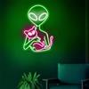 Xusdamyj Alien Insegne al Neon Alieno Luce LED Alieno Gatto Luce al Neon Cat Segno al Neon Estetica Decorazione Della Stanza Vivaio Segno LED Personalizzato Insegna al Neon UFO