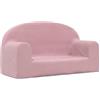 vidaXL Divano per Bambini a 2 Posti Rosa in Morbido Peluche
