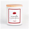 ACCENDILA CANDLE Fortuna - Candela Profumata, Ribes nero e Fragole, Cera naturale, Made in Italy, Bicchiere in Vetro Satinato, Tappo in Legno di Faggio, 200 grammi