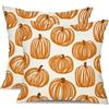 DIELOVEHUA 2 Pezzi Federe per Cuscini Autunnali, Zucca Federe Autunnali 45 x 45 cm, Decorativi Cuscini Divano in Lino per Ringraziamento Halloween Divano Sedia Camera da Letto (C)