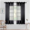 MIULEE Tende Voile Trasparenti con Occhielli 2 Pannelli Nero 140x270cm