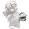 Logbuch-Verlag Angelo IGOR con casco moto: statuina angioletto portafortuna in resina bianca, soprammobile decorativo custode, regalo patente motociclisti neopatentati viaggiatori, 7 cm