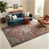 TAPISO Ispahan Tappeto Orientale Classico Vintage Motivo Medaglione - Tappeto Stampato con Fondo Antiscivolo Rosso Ruggine Multicolore Blu Soggiorno Camera da Letto Oeko-Tex 180 x 250 cm