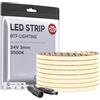 BTF-LIGHTING Ultra Sottile 3mm FCOB COB Striscia LED Certificata CE 3000K Bianco Caldo 5M 24V 400LEDs/m Uniforme Senza Punti CRI>90 Per Illuminazione Cucina Sotto Pensile,Camera,Guardaroba,Scaffale
