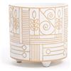 Vimin Box Elegante Vaso in Terracotta, | BIANCO con Disegni Astratti Decorativi | D. 13,5 cm - H.13,5 cm | Vaso per Piante, Fiori, Bonsai, piante grasse, Sansevieria | Coprivaso da Interno Moderno (Ø 13,5 cm)