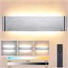 Lightsjoy 28W Applique da Parete Interno LED Dimmerabile con Telecomando | 2700K-6500K Regolabile, 40cm Argento, Lampada da Parete Moderno, per Scala Soggiorno Camera da Letto