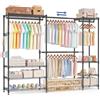 Himimi Stand Appendiabiti con 8 Ripiani, Asta Appendiabiti Estensibile | Metallo Armadio Aperto Carico Pesante 500kg, Cabina Armadio Stabile e Robusta, (182-240)xH198 cm per Camera da Letto, Nero