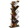 Relaxdays Scaffale Libreria, Mobile Stretto da Terra con 9 Ripiani ad Albero per Libri, CD, HLP: 146x38x22 cm, Marrone