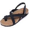 Yokono Sandali Piatti JERBA-718 Neri | Scarpe da Donna Primavera-Estate | Pelle Bovina Nabuk | 3 CM