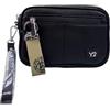 YNOT Pochette Uomo in Ecopelle Nera, Borsa a Mano con Zip Anteriore e Posteriore, Polsino Amovibile, 20 x 13.5 x 2 cm, PRO-030