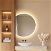 EMKE Specchio da bagno con illuminazione, semicircolare, 62 x 70 cm, 3 | Specchio a LED, funzione anti-appannamento, dimmerabile, per bagno e WC degli ospiti, controllo touch, funzione memoria