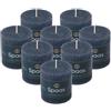 Spaas 8x Candela pilastro in stile rustico 70/70 mm 25 ore, blu scuro