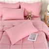 DOWNCOOL Set copripiumino full size, 7 pezzi, set di biancheria da letto rosa per tutte le stagioni, set di biancheria da letto alternativo con piumone, lenzuolo piatto, lenzuolo con angoli, 2 federe
