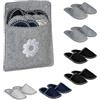 Relaxdays Pantofole per Ospiti, Multicolore | Set da 6 Paia di Ciabatte Taglia Unisex 36-45, Borsa, Feltro, Antiscivolo