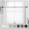 OWENIE Set di 2 tende corte trasparenti bianche, 91 cm, 2 pannelli, con tasca per filtro della luce, in voile, tende per cucina e bagno, mezza finestra, 106,7 x 91,4 cm (larghezza x lunghezza)