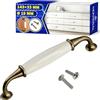 MONTERAL Maniglie per Cucina Vintage 143x33 mm Ø 19 mm Distanza Tra Fori Montaggio 128 mm - Maniglie per Mobili è Realizzato in Lega di Zinco-Alluminio e Porcellana - Garanzia di 10 Anni