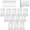 TOP-MAX 12 clip per specchio, staffa di montaggio con viti, morsetto per appendere piastrelle da parete, specchi senza cornice, cartelloni pubblicitari, per spessore di 5-6 mm