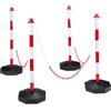 Relaxdays set 8 paletti delimitazione, con catena, plastica, rosso/bianco | base riempibile, HxLxP: 82x28x28 cm, montanti a catena