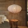 METHEDEECO Paralume ovale da 50 cm in tessuto effetto lino | Fatto a mano, per soggiorno, camera da letto e sala da pranzo, stile boho, minimalista, solo paralume