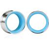 Vankula Dilatatori Lobo Double Flared tunnel dilatatore orecchie Bicolore di Base in Acciaio inossidabile lobi piercing espansori Gioielli Uomo Donna 19mm(3/4) Argento Azzurro Chiaro