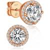 MomentWish Orecchini Moissanite Argento 925, 1-2 Carati Orecchino Punto Luce Donna Oro 18K Bottone Anallergici Simulato Diamanti Brillanti con Certificato GRA Regalo 5/6.5mm