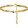 FindChic Cavigliera Bracciale Donna con Pietra di Nascita Zirconia Cubica Cavigliera a Catenina 4mm placcato oro Braccialetto Donna con Pietra Portafortuna impermeabile Confezione Regalo
