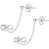 Bling Jewelry Nodo d'amore simbolo dell'infinito doppio trafitto orecchio lobo cartilagineo elica catena e orecchini a perno per le donne .925 Sterling Silver
