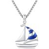 YueYuan Collana da uomo con barca a vela blu, in argento Sterling 925 | Gioiello nautico con catena in acciaio inox, regalo per compleanno, Natale, Pasqua, festa del papà e San Valentino
