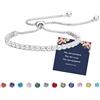 Fehki Braccialetto tennis da donna con coulisse in cristallo, braccialetto regolabile con pietra portafortuna delicato gioiello per compleanno, festa della mamma, regalo per fidanzate, damigelle,