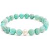 BERGERLIN Braccialetto in pietra naturale autentica con perla in argento sterling 925 e perle in pietra naturale da 8 mm - Con certificato di autenticità